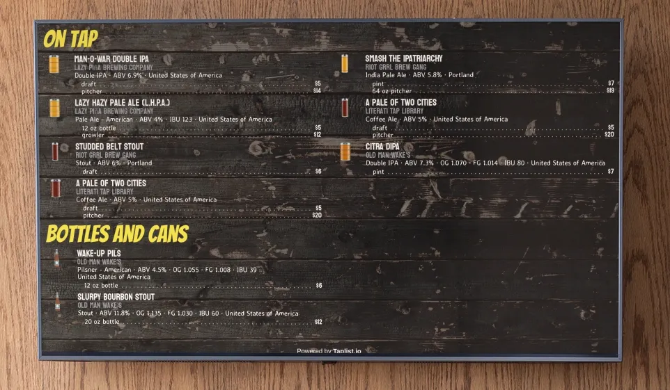 A successfully paired Taplist.io TV device
