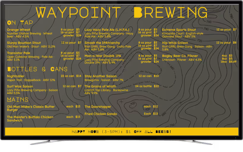 Taplist.io menu example