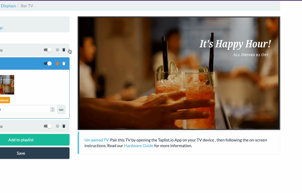 Put your TV playlist items on a schedule - Taplist.io